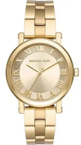 Buy Shop Michael Kors Slim Runway Gold Dial Gold Steel Strap Watch For Women - MK3456 USA Online