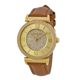 Buy Shop Michael Kors Catlin Champagne Dial Brown Leather Strap Watch for Women - MK2375 USA Online