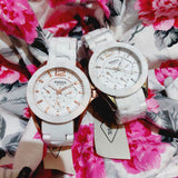 Buy Shop Fossil Ceramic Multifunction White Dial White Steel Strap Watch for Women - CE1006 USA Online