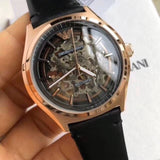 Buy Shop Emporio Armani Meccanico Black Dial Black Leather Watch For Men - AR60004 USA Online