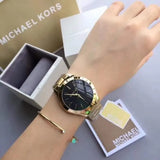 Buy Shop Michael Kors Runway Black Dial Gold Steel Strap Watch for Women - MK3478 USA Online