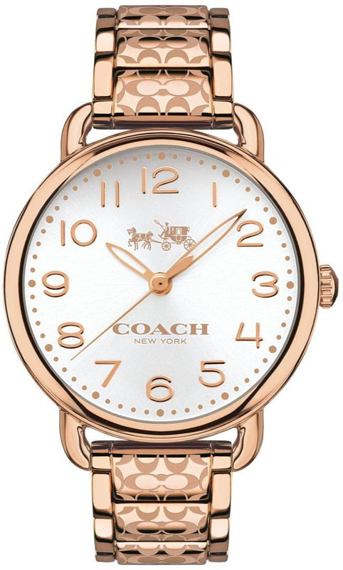 Buy Shop Coach Delancey White Dial Rose Gold Steel Strap Watch for Women - 14502497 USA Online