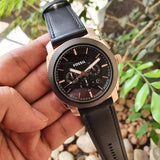 Buy Shop Fossil Machine Chronograph Black Dial Black Leather Strap Watch for Men - FS5120 USA Online