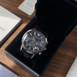 Buy Shop Emporio Armani Renato Chronograph Black Dial Black Leather Strap Watch For Men - AR2447 USA Online