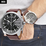 Buy Shop Diesel Mega Chief Chronograph Black Dial Brown Leather Strap Watch For Men - DZ4290 USA Online
