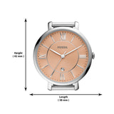 Buy Shop Fossil Jacqueline Three Hand Pink Dial Silver Mesh Strap Watch for Women - ES5089 USA Online