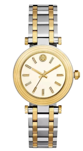 Buy Shop Tory Burch Classic T White Dial Two Tone Steel Strap Watch for Women - TBW9014 USA Online