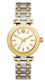 Buy Shop Tory Burch Classic T White Dial Two Tone Steel Strap Watch for Women - TBW9014 USA Online