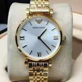 Buy Shop Emporio Armani Gianni T Bar Silver Dial Gold Stainless Steel Strap Watch For Women - AR1877 USA Online