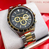 Buy Shop Michael Kors Layton Chronograph Black Dial Two Tone Steel Strap Watch For Men - MK8784 USA Online