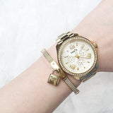 Buy Shop Fossil Cecile Chronograph Gold Dial Gold Steel Strap Watch for Women - AM4482 USA Online