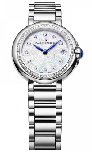 Buy Shop Maurice Lacroix Fiaba Diamonds Mother of Pearl Dial Silver Steel Strap Watch for Women - FA1004-SD502-170-1 USA Online