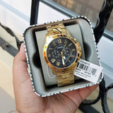 Buy Shop Fossil Grant Chronograph Black Dial Gold Steel Strap Watch for Men - FS4815 USA Online