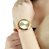 Buy Shop Michael Kors Runway Quartz Gold Dial Orange Leather Strap Watch For Women - MK2275 USA Online