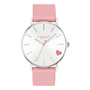 Buy Shop Coach Perry Silver Dial Pink Leather Strap Watch for Women - 14503516 USA Online