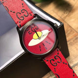 Gucci G Timeless Ghost Red Dial Red Leather Strap Watch For Men - YA1264023