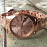 Buy Shop Michael Kors Hartman Rose Gold Dial Rose Gold Steel Strap Watch For Women - MK3491 USA Online