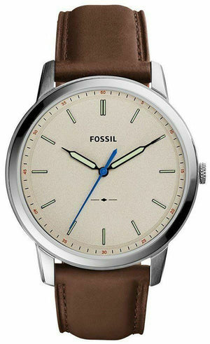 Buy Shop Fossil Minimalist Off White Dial Brown Leather Strap Watch for Men - FS5306 USA Online