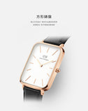 Buy Shop Daniel Wellington Quadro White Dial Black Leather Strap Watch For Women - DW00100450 USA Online