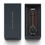 Buy Shop Daniel Wellington Classic Petite Bristol Black Dial Brown Leather Strap Watch For Women - DW00100177 USA Online