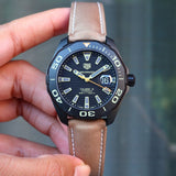 Buy Shop Tag Heuer Aquaracer 300 Calibre 5 Automatic Black Dial Brown Nylon Strap Watch for Men - WAY208C.FC6383 USA Online