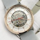 Buy Shop Fossil Vintage Muse Automatic Skeleton White Dial Grey Leather Strap Watch for Women - ME3131 USA Online