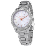 Buy Shop Michael Kors Liliane Three Hand Mother of Pearl White Dial Silver Steel Strap Watch For Women - MK4556 USA Online