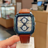 Buy Shop Fossil Inscription Multifunction Silver Dial Brown Leather Strap Watch for Men - BQ2658 USA Online
