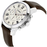 Buy Shop Fossil Grant Chronograph White Dial Brown Leather Strap Watch for Men - FS4735 USA Online