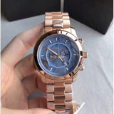Buy Shop Michael Kors Runway Stop Hunger Quartz Blue Dial Rose Gold Steel Strap Watch For Men - MK8358 USA Online
