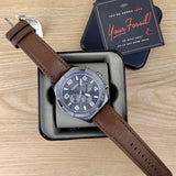 Buy Shop Fossil Brox Multifunction Grey Dial Brown Leather Strap Watch for Men - BQ2800 USA Online