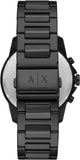 Armani Exchange Banks Chronograph Black Dial Black Steel Strap Watch For Men - AX1722