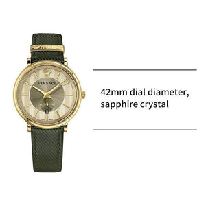 Buy Shop Versace V-Circle Manifesto Gold Dial Black Leather Strap Watch for Men - VBQ030017 USA Online