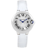 Buy Shop Cartier Ballon Bleu De Cartier Silver Dial White Leather Strap Watch for Women - W6920086 USA Online