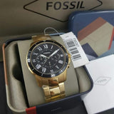 Buy Shop Fossil Inscription Automatic Black Dial Gold Steel Strap Watch for Men - FS5267 USA Online