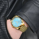 Buy Shop Michael Kors Channing Turquoise Dial Gold Steel Strap Watch For Women - MK5894 USA Online