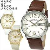 Buy Shop Marc Jacobs Fergus White Dial Brown Leather Strap Watch for Women - MBM8649 USA Online