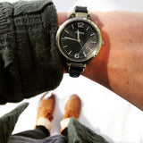 Buy Shop Fossil Georgia Black Dial Black Leather Strap Watch for Women - ES3148 USA Online