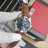 Buy Shop Tissot Gentleman Powermatic 80 Silicium Blue Dial Brown Leather Strap Watch For Men - T127.407.16.041.00 USA Online