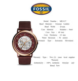 Buy Shop Fossil Vintage Muse Automatic Skeleton Maroon Dial Maroon Leather Strap Watch for Women - ME3137 USA Online
