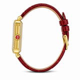 Buy Shop Michele Deco Gold Dial Red Leather Strap Watch For Women - MWW06V000017 USA Online