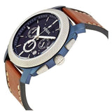 Buy Shop Fossil Machine Chronograph Blue Dial Brown Leather Strap Watch for Men - FS5232 USA Online