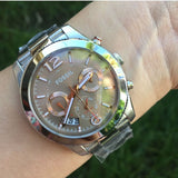 Buy Shop Fossil Perfect Boyfriend Taupe Dial Silver Steel Strap Watch for Women - ES4146 USA Online