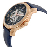 Buy Shop Fossil Grant Automatic Skeleton Blue Dial Blue Leather Strap Watch for Men - ME3102 USA Online