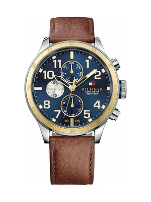 Buy Shop Tommy Hilfiger Sport Multifunction Blue Dial Brown Leather Strap Watch for Men - 1791137 USA Online