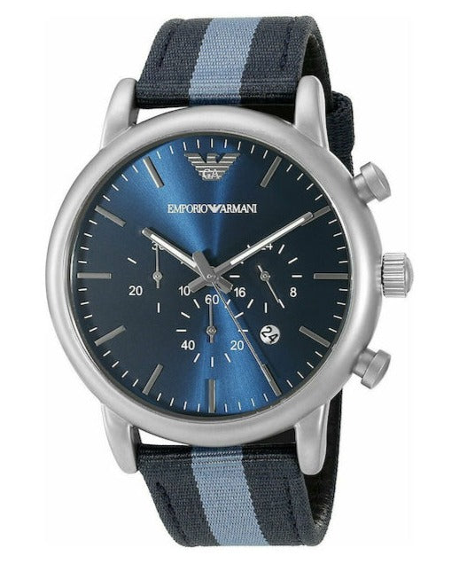 Buy Shop Emporio Armani Luigi Chronograph Quartz Blue Dial Blue Nylon Strap Watch For Men - AR1949 USA Online