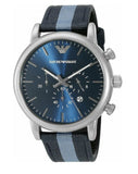 Buy Shop Emporio Armani Luigi Chronograph Quartz Blue Dial Blue Nylon Strap Watch For Men - AR1949 USA Online