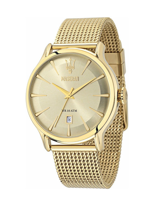 Buy Shop Maserati Epoca Golden Dial Golden Mesh Bracelet Watch For Men - R8853118003 USA Online