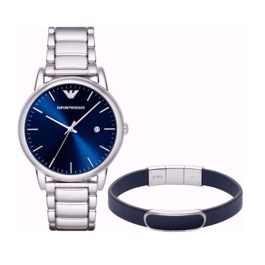 Buy Shop Emporio Armani Dress Analog Blue Dial Silver Steel Strap Watch For Men - AR8033 USA Online