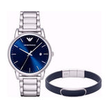Buy Shop Emporio Armani Dress Analog Blue Dial Silver Steel Strap Watch For Men - AR8033 USA Online